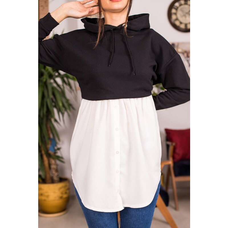 armonika Women's White Shirt and Skirt With Elastic Waist
