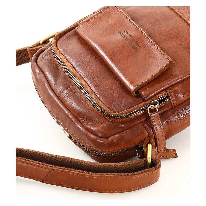 Marco Mazzini handmade Pánská kožená taška přes rameno Mazzini VS24 camel