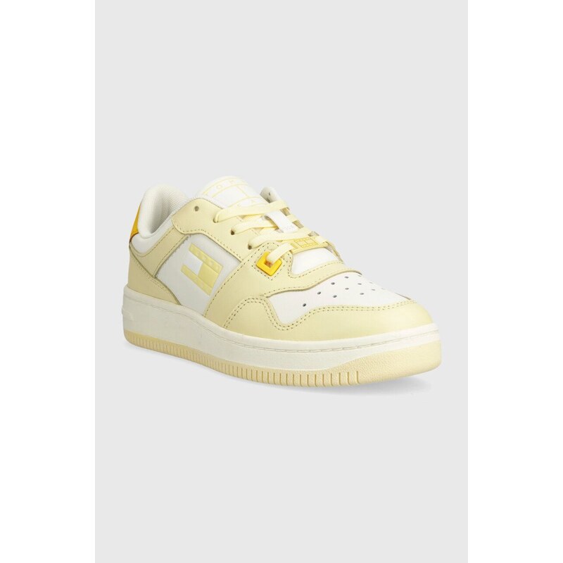 Sneakers boty Tommy Jeans TJW RETRO BASKET TONAL LOGO žlutá barva, EN0EN02483