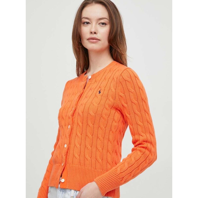 Bavlněný kardigan Polo Ralph Lauren oranžová barva