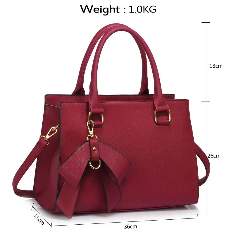 L&S Fashion LS Fashion Dámská vínová kabelka do ruky a přes rameno LS00374C burgundy