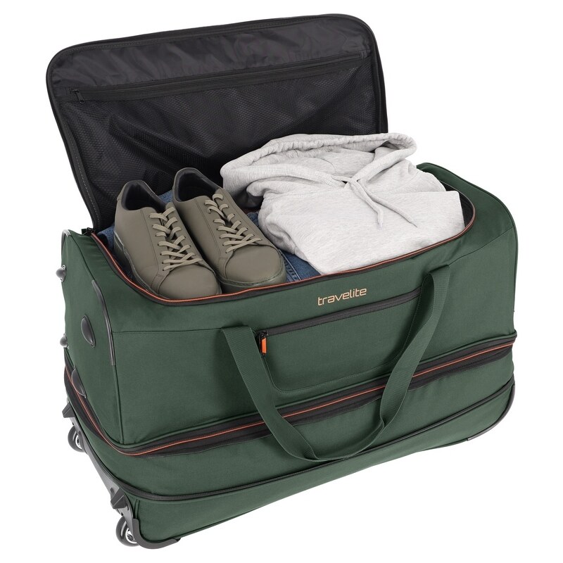 Travelite Basics Cestovní taška na kolečkách M 70 cm Zelená Rozšiřitelná