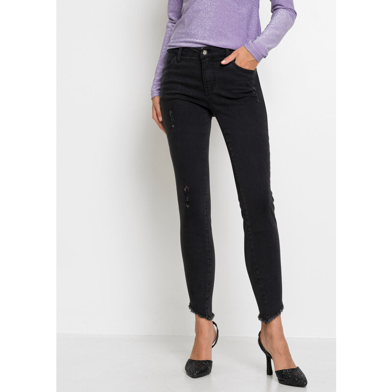bonprix Strečové Skinny džíny, Mid Waist černá Žena