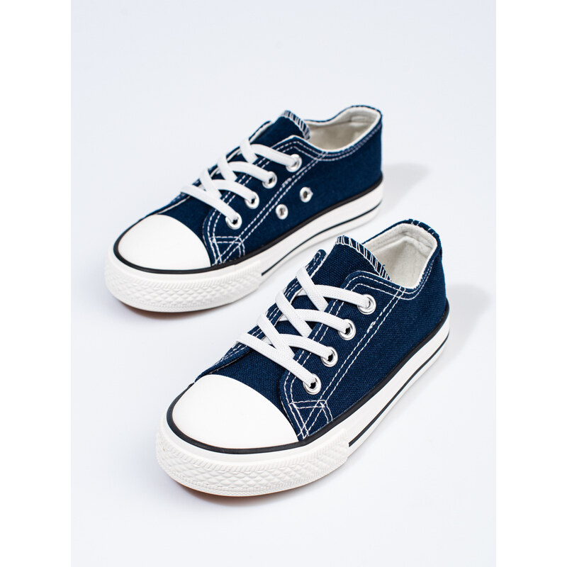 Navy blue Vico children's sneakers with elastic bands