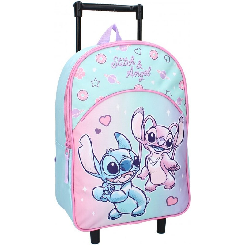 Vadobag Dětský cestovní batoh na kolečkách / trolley Lilo & Stitch - motiv Stitch & Angel - 9L