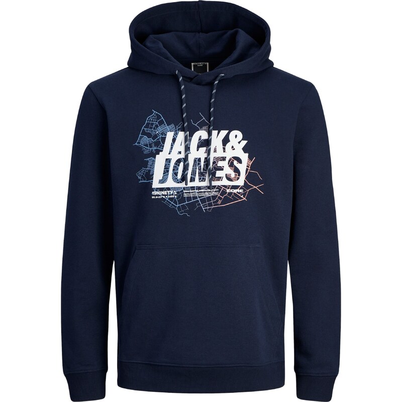 JACK & JONES Mikina JCOMap námořnická modř / světlemodrá / jasně