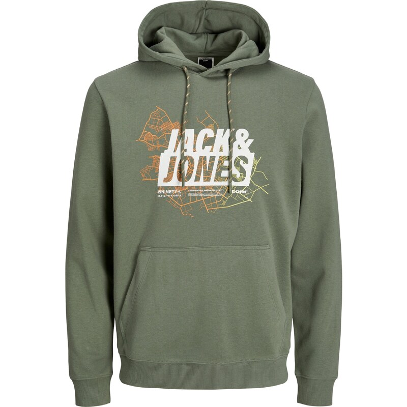 JACK & JONES Mikina JORMap žlutá / khaki / oranžová / bílá