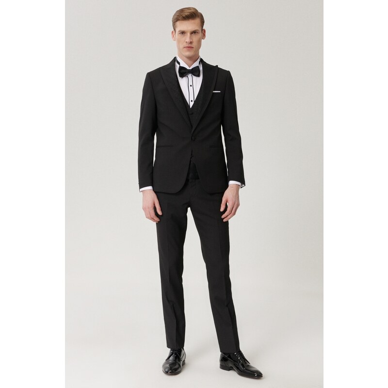 ALTINYILDIZ CLASSICS Men's Slim Fit Slim Fit Vest Patterned Tuxedo Tuxedo