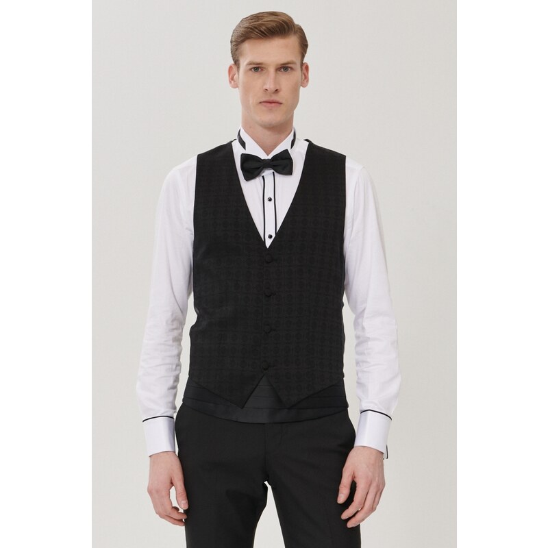 ALTINYILDIZ CLASSICS Men's Extra Slim Fit Slim Fit Vest Tuxedo Tuxedo.