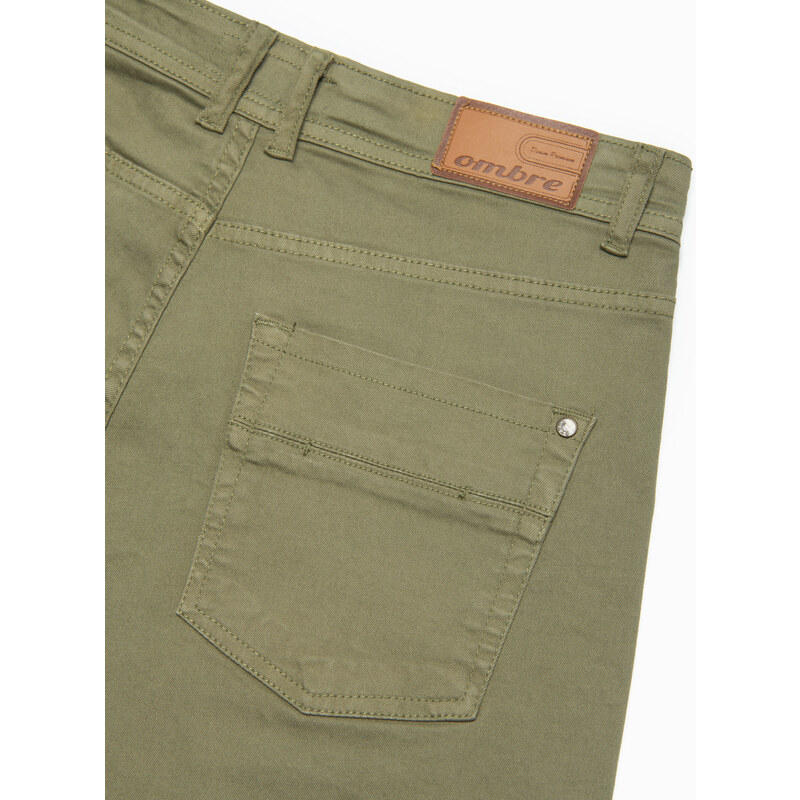 Ombre Clothing Pánské šortky CHINO - khaki V14 OM-SRDS-0103