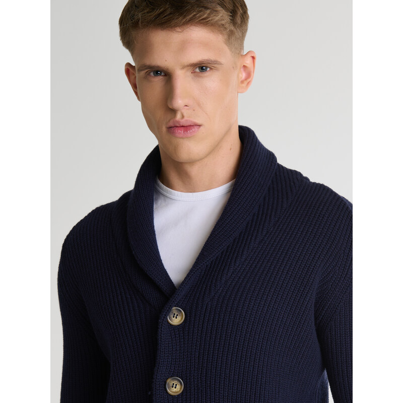 Big Star Man's Cardigan Sweater 161043 Navy Blue-403