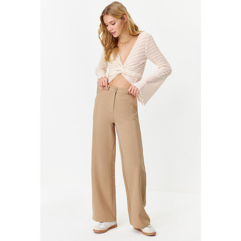 Trendyol Mink Wide Leg Wide Leg Woven Trousers