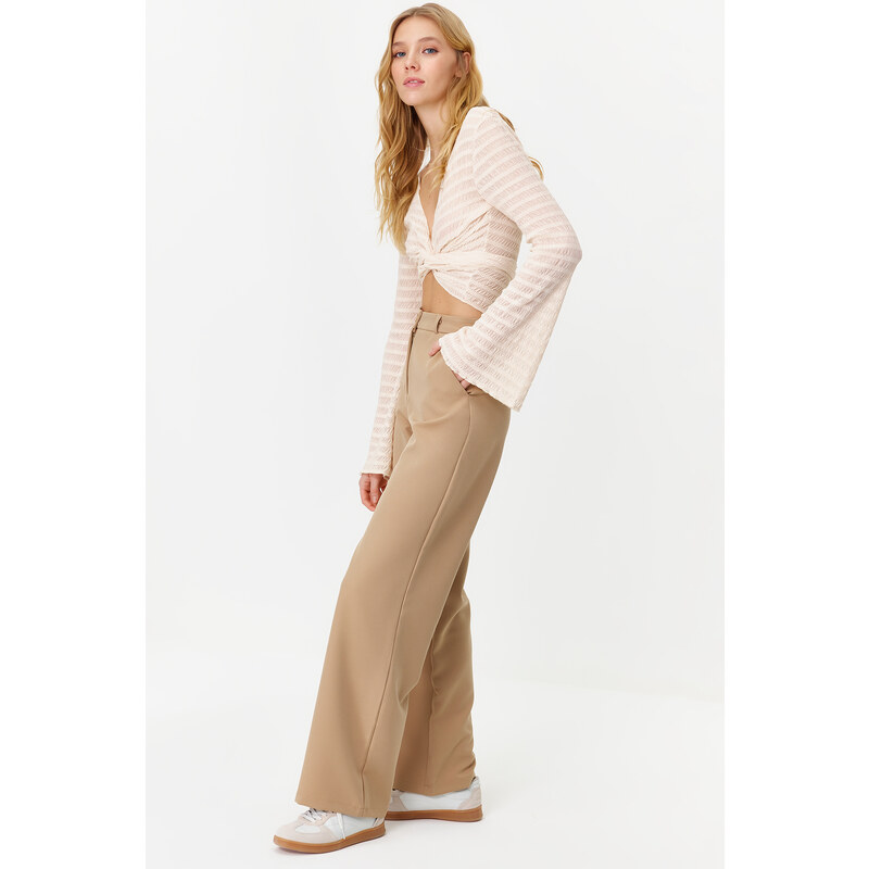 Trendyol Mink Wide Leg Wide Leg Woven Trousers