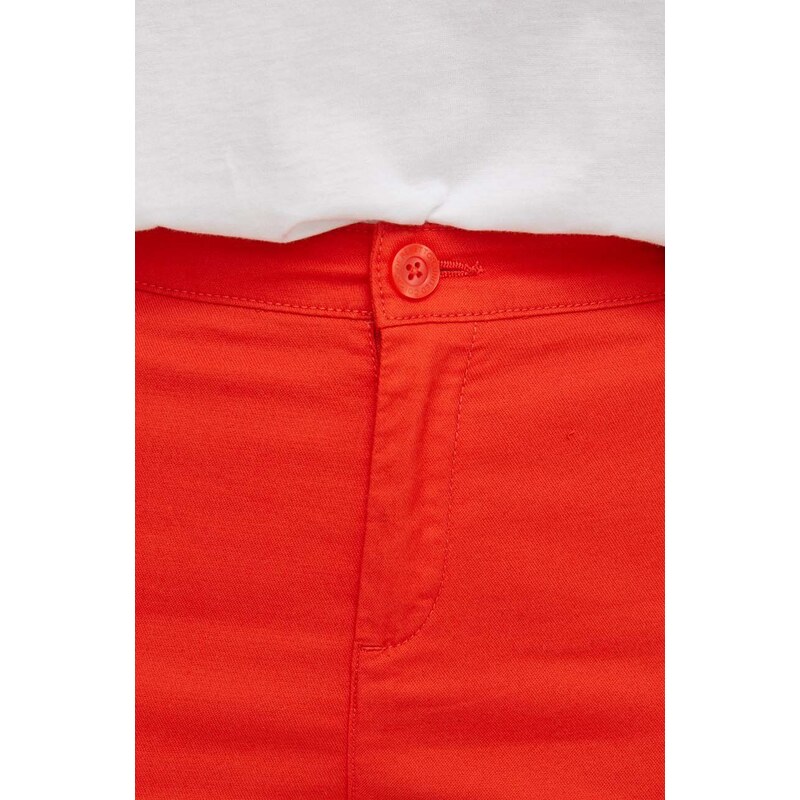 Kalhoty United Colors of Benetton dámské, oranžová barva, přiléhavé, high waist