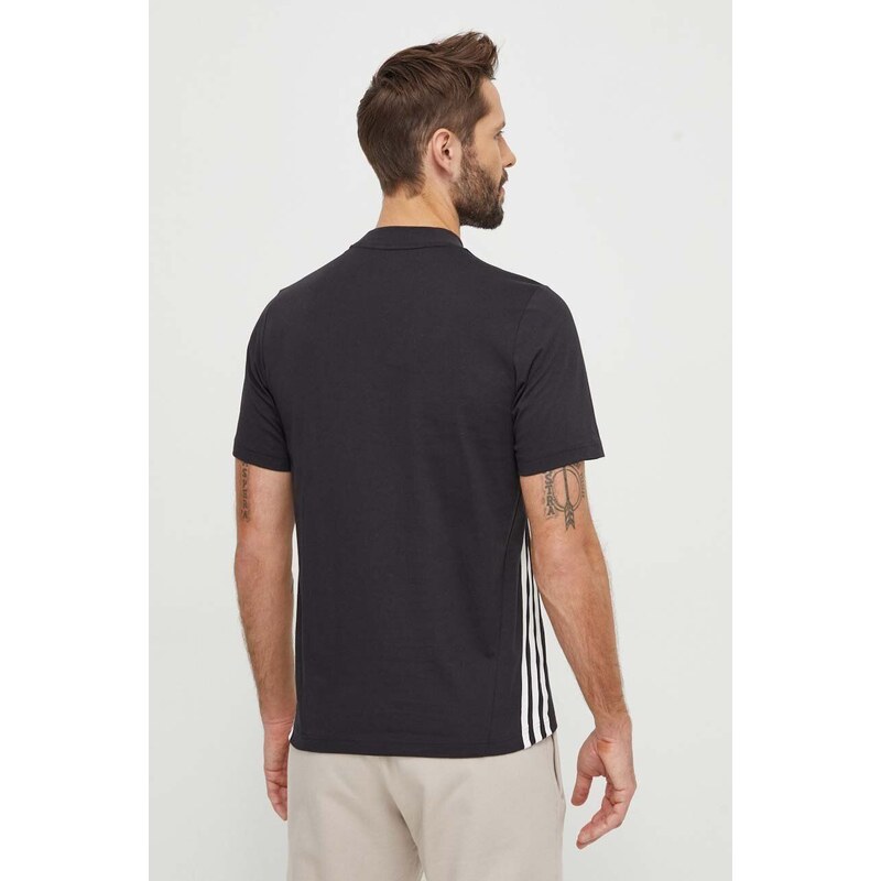 Bavlněné tričko adidas černá barva, s potiskem, IX5196