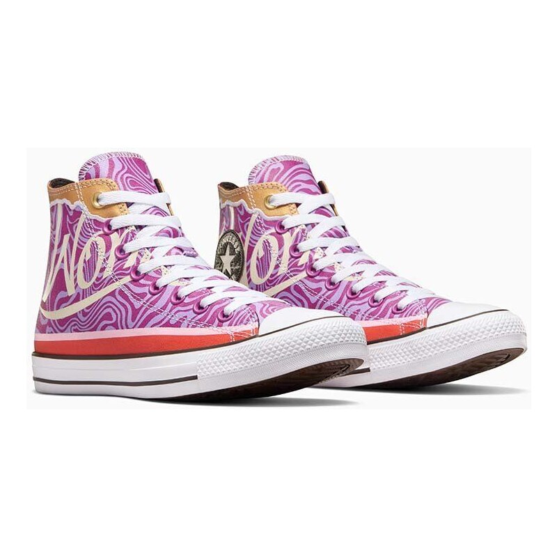 Kecky Converse Converse x Wonka Chuck Taylor All Star Swirl fialová barva, A08154C