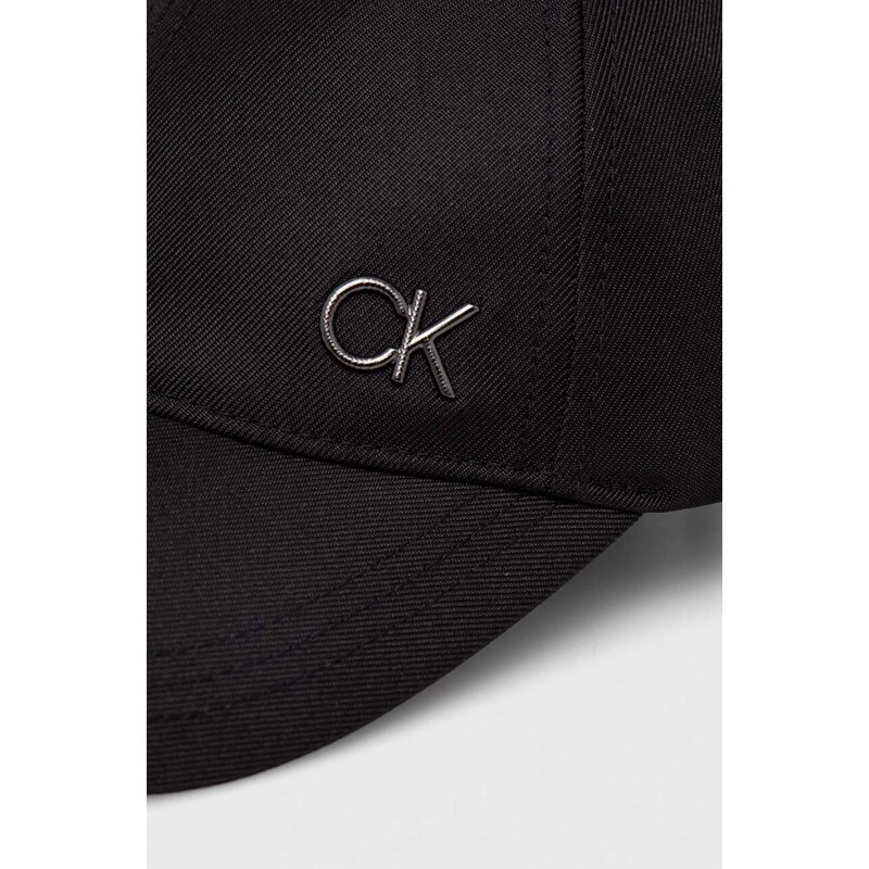 Kšiltovka Calvin Klein černá barva, hladká