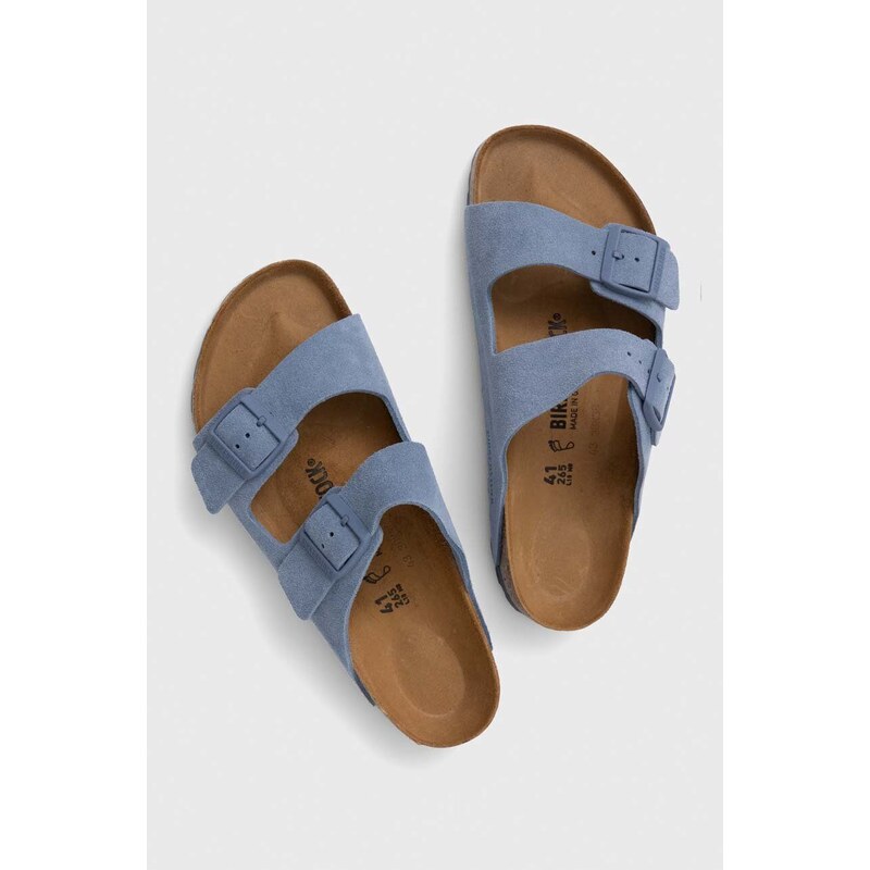 Semišové pantofle Birkenstock Arizona modrá barva, 1026729