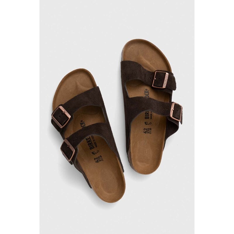 Semišové pantofle Birkenstock Arizona pánské, hnědá barva, 1027077