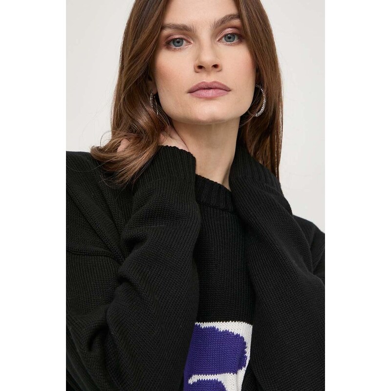 Bavlněný svetr MAX&Co. x CHUFY černá barva, hřejivý