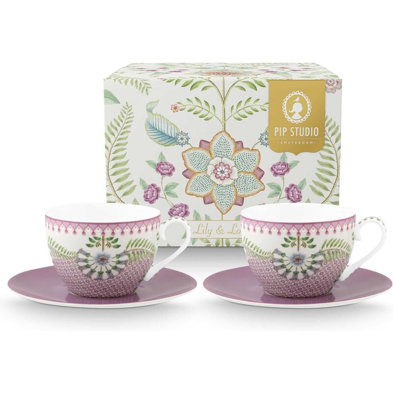 Pip Studio set 2 šálků s podšálky Lily & Lotus 280 ml