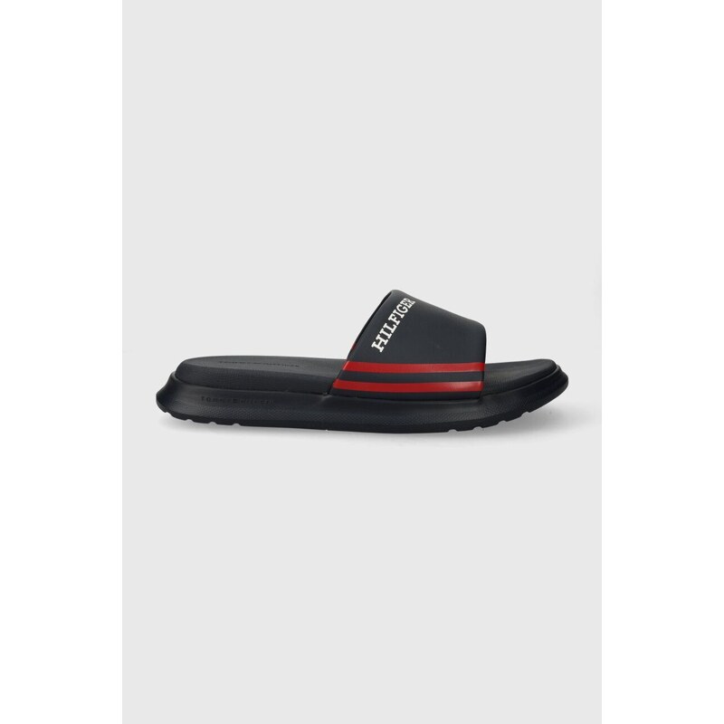 Pantofle Tommy Hilfiger DUAL DENSITY HILIFGER POOL SLIDE pánské, tmavomodrá barva, FM0FM05017