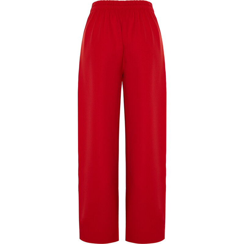 Trendyol Red Wide Leg Woven Trousers with Side Buttons