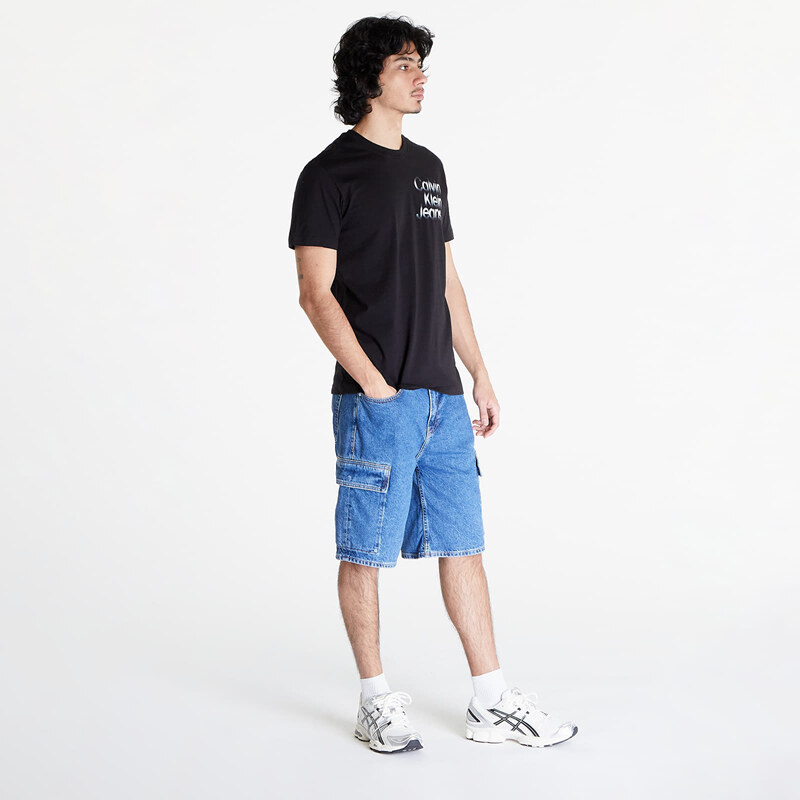 Pánské tričko Calvin Klein Jeans Diffused Stacked Short Sleeve Tee Black
