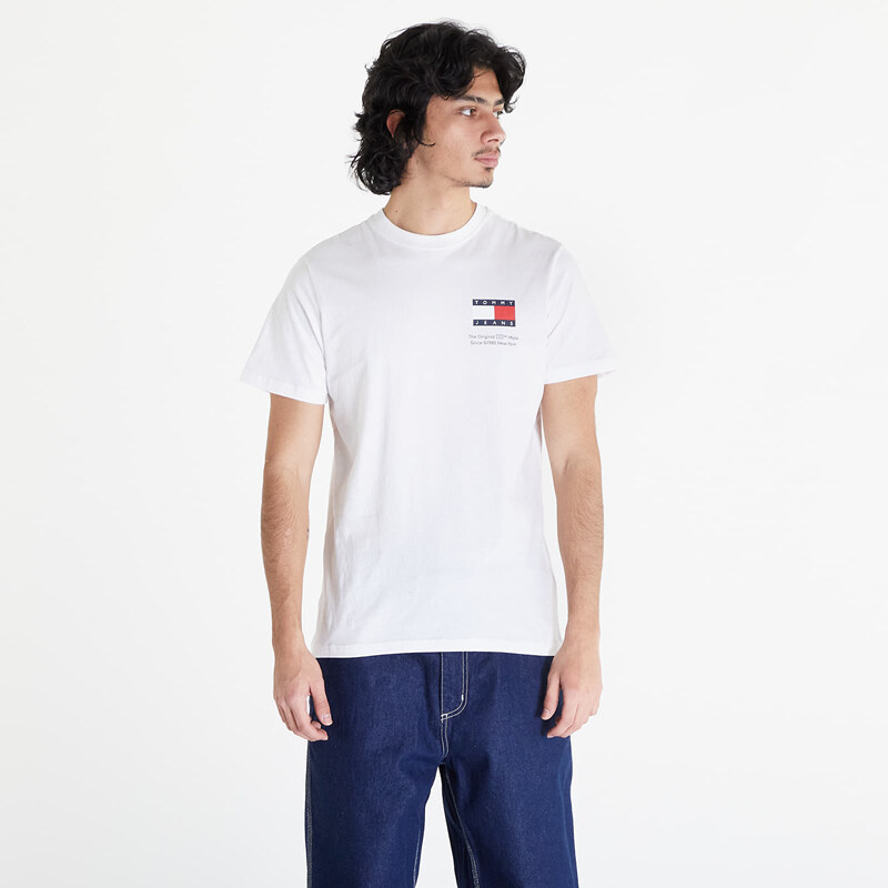 Tommy Hilfiger Pánské tričko Tommy Jeans Slim Essential Flag Short Sleeve Tee White