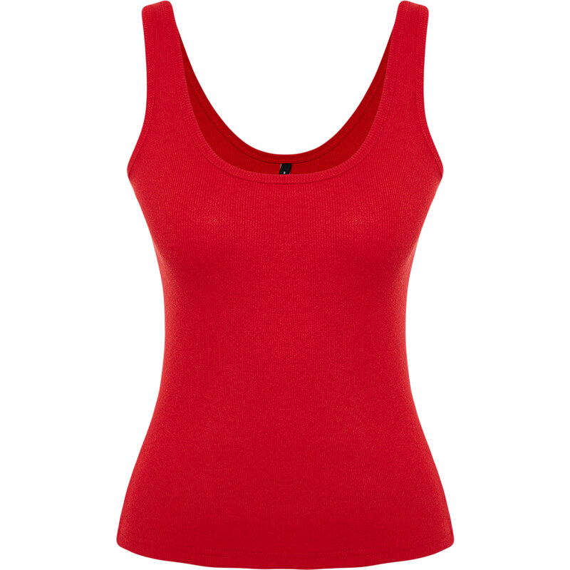 Trendyol Red Fitted Pool Neck Ribbed Stretchy Knitted Undershirt