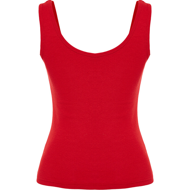 Trendyol Red Fitted Pool Neck Ribbed Stretchy Knitted Undershirt