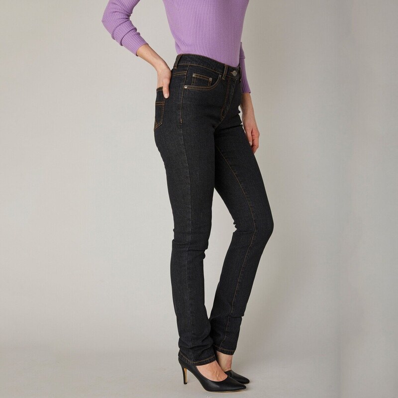 Blancheporte Strečové rovné džíny, malá výška postavy černá 40