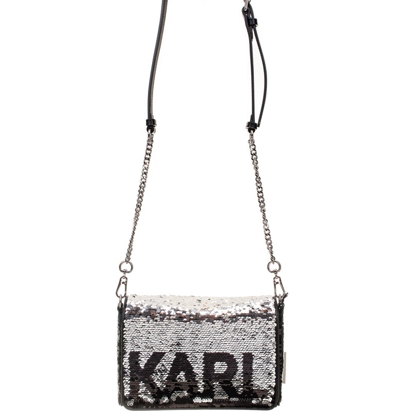 Karl Lagerfeld dámská kabelka Sequin černo stříbrná s měnícími flitry