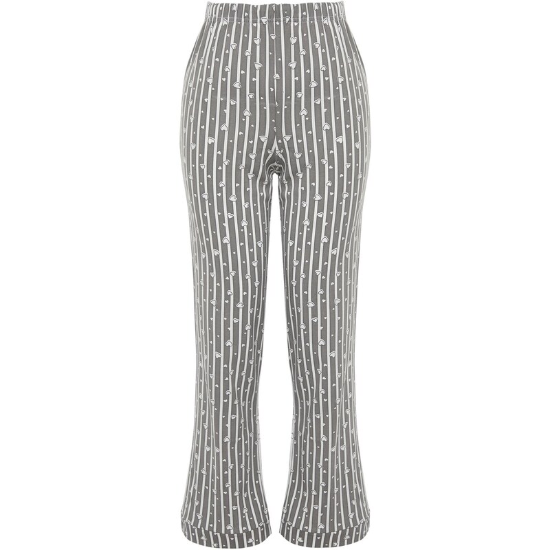 Trendyol Anthracite Cotton Striped Knitted Pajama Bottoms