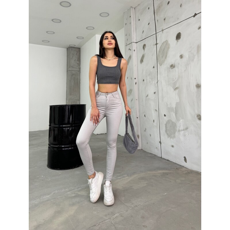 BİKELİFE Women's Stone Rise Waist Ankle Length Slim Leg Skinny Lycra Pants for Women.