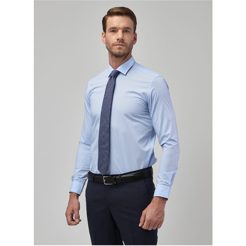 ALTINYILDIZ CLASSICS Men's Light Blue Tailored Slim Fit Slim Fit Shirt