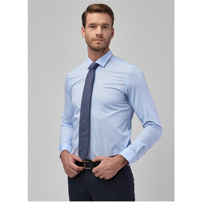 ALTINYILDIZ CLASSICS Men's Light Blue Tailored Slim Fit Slim Fit Shirt
