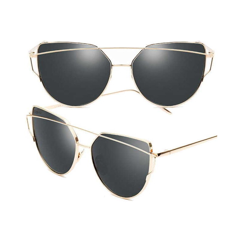 Camerazar Černé Sluneční Brýle Glam Rock Cat Eye, Kovové, s UV400 89280814