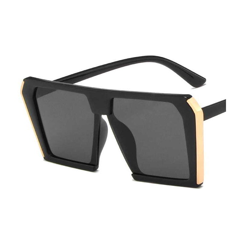 Camerazar Oversize Dámské Sluneční Brýle, Čtvercové, Černé s UV400 Filtrem a Zlatými Kovovými Vložkami