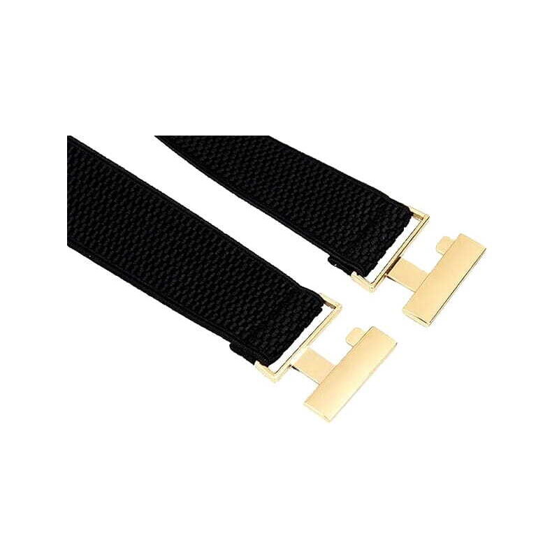 Camerazar Elegantní dámský elastický pásek se zlatou kovovou sponou, 65-95 cm, šířka 4 cm, syntetický materiál - Varianta 2