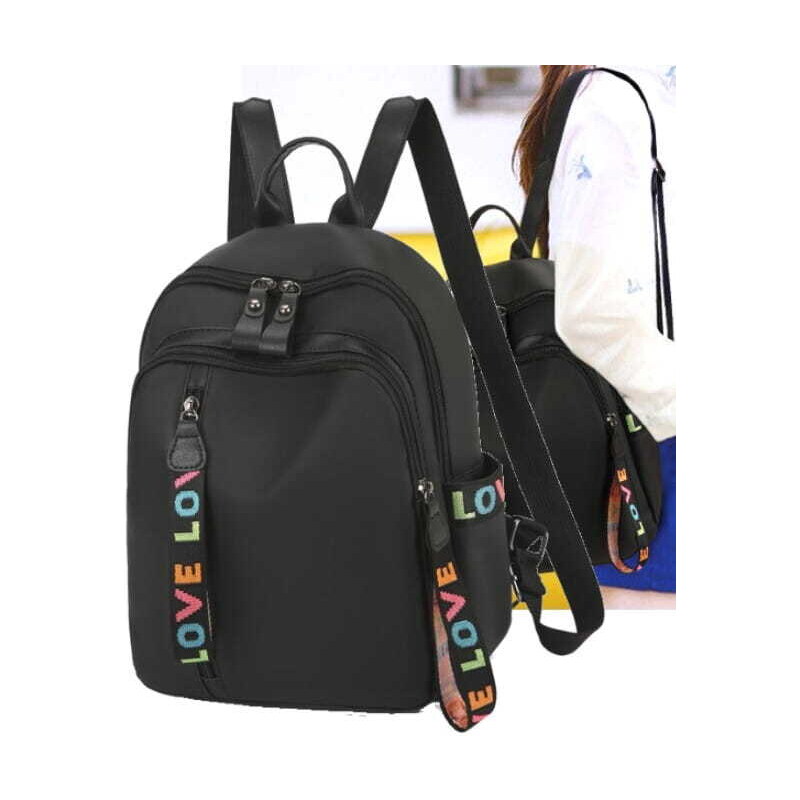 Camerazar Dámský městský batoh Love Backpack, černý voděodolný materiál s vložkami z kvalitní umělé kůže, 32x26x13 cm