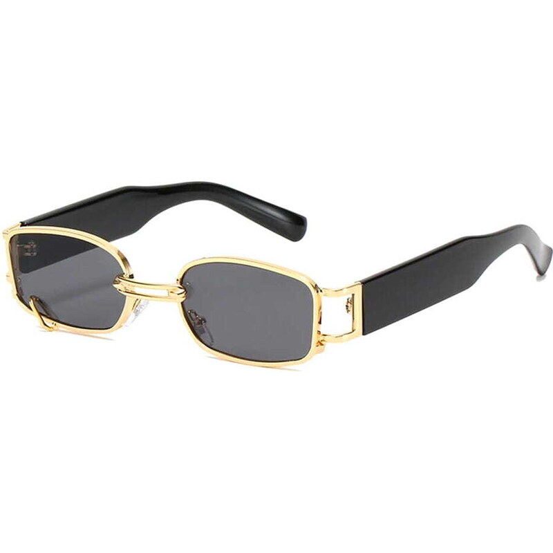 Camerazar Unisex sluneční brýle v retro stylu, černo-zlatý plastový rám, UV400 kat.3 filtr, šířka 14,1 cm