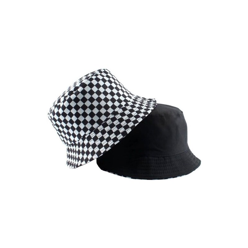 Camerazar Oboustranný Klobouk FISHER BUCKET HAT, černobílá kartáčovaná, polyester/bavlna, univerzální velikost 55-59 cm