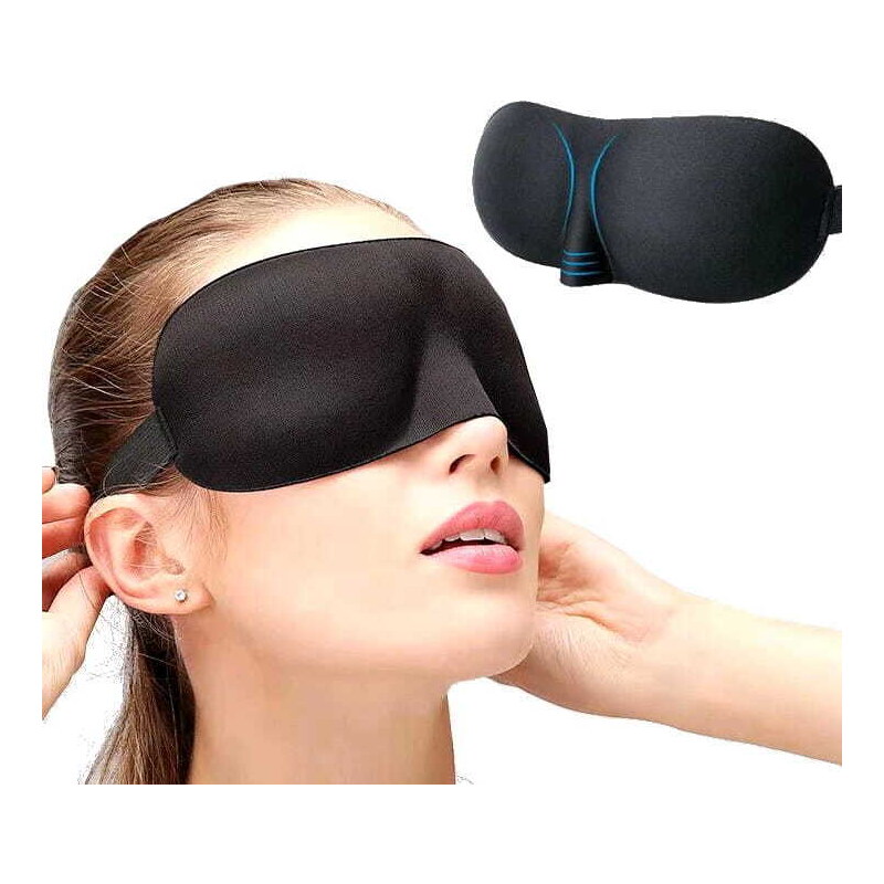 Camerazar 3D Maska na oči pro spánek, černá, měkký polyester,