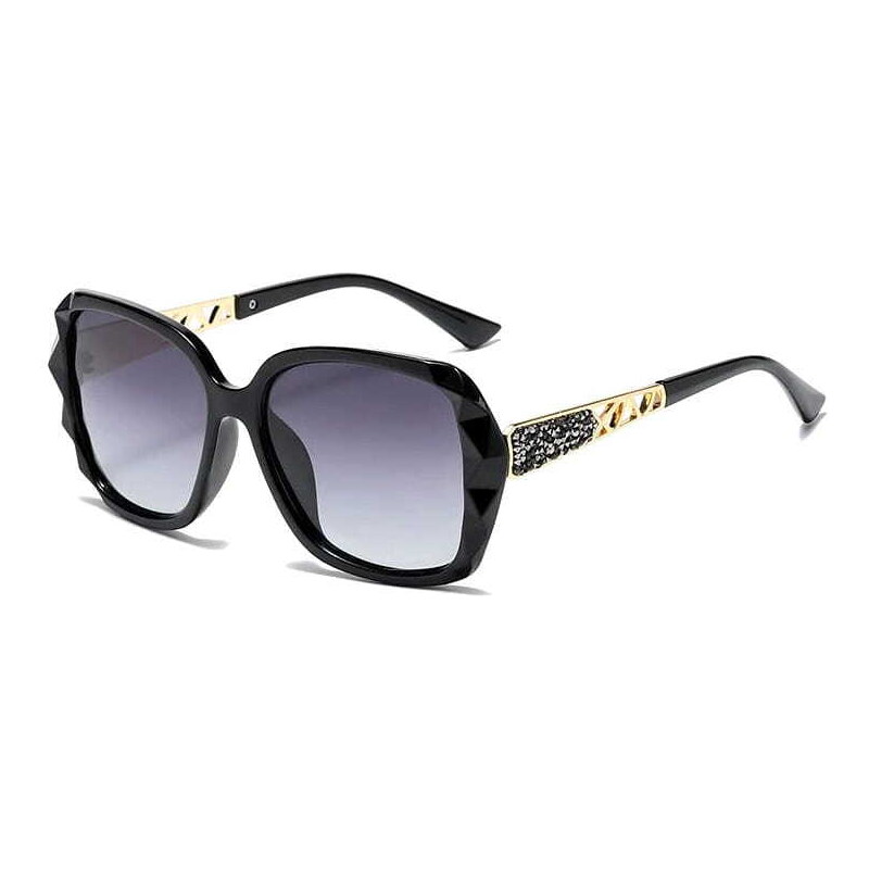 Camerazar Dámské sluneční brýle Flyback, černé s zlatými doplňky, plast, UV400 filtr