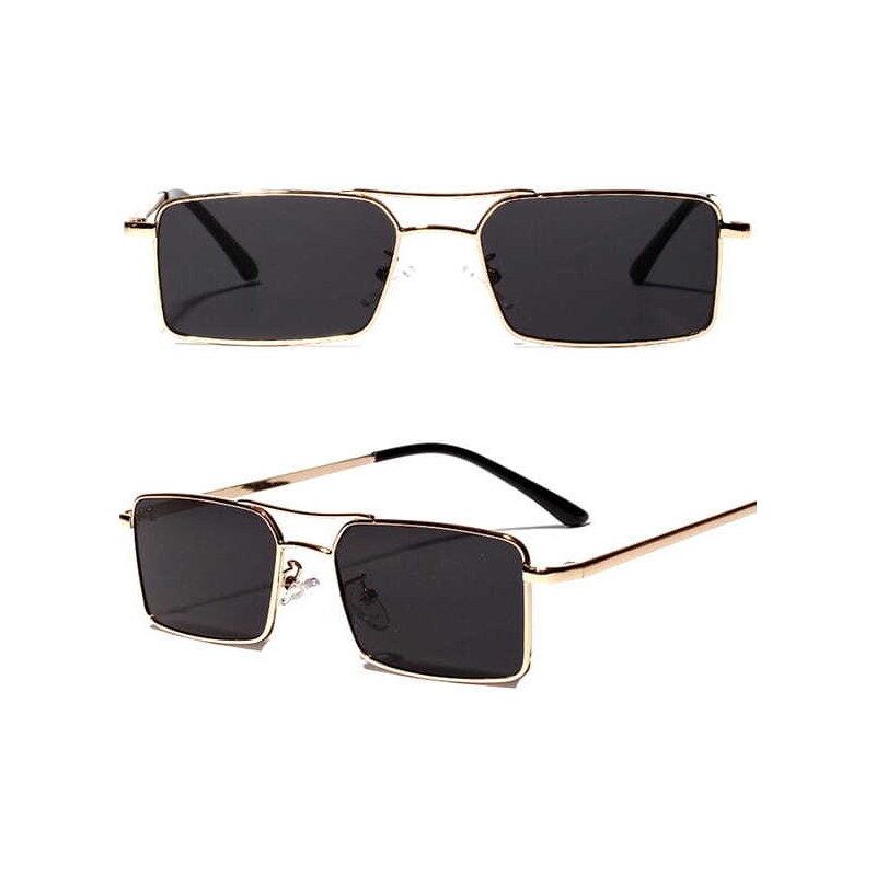 Camerazar Unisex sluneční brýle s obdélníkovými kovovými obroučkami, UV filtr 400 kat. 3, retro styl