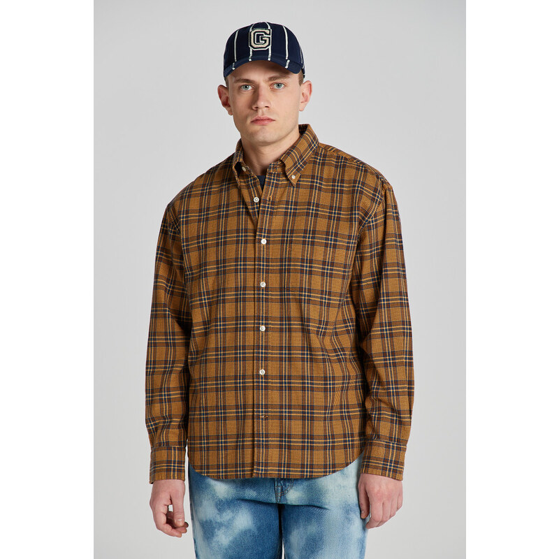KOŠILE GANT REL TEXTURE CHECK SHIRT CORAL APRICOT