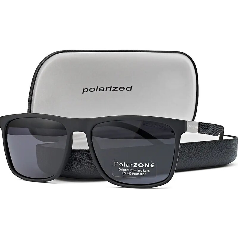 Camerazar Pánské polarizační sluneční brýle s UV-400 ochranou, matně černé, s pevným pouzdrem