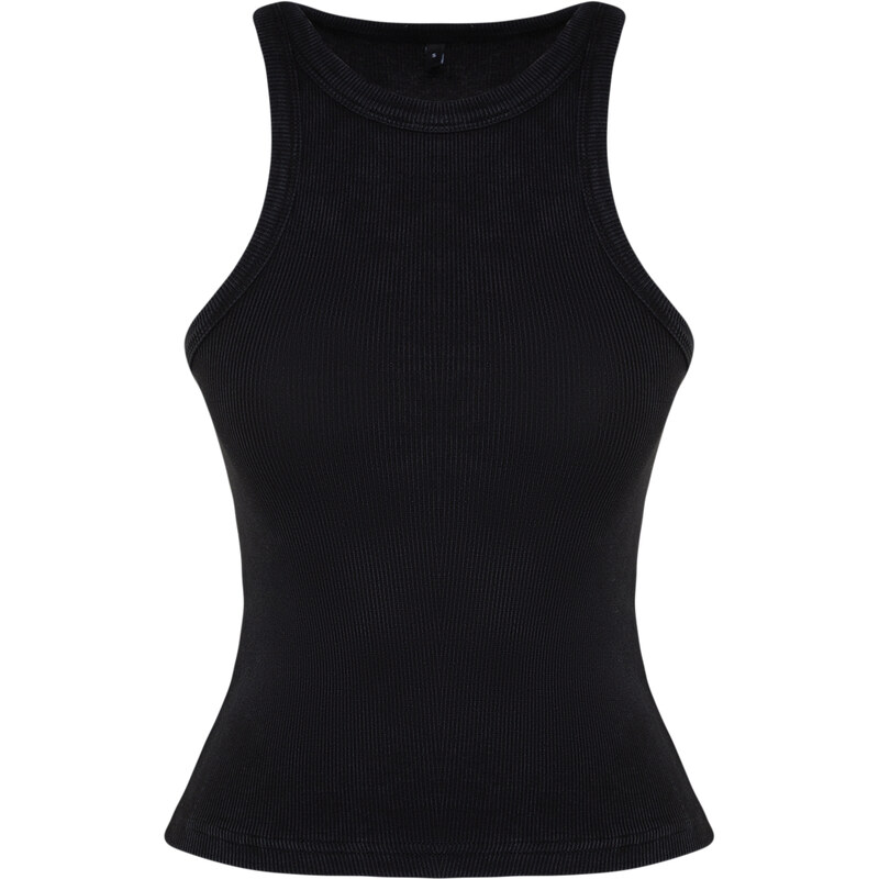 Trendyol Anthracite Pale Effect Fitted Halter Neck Ribbed Cotton Stretch Knit Undershirt