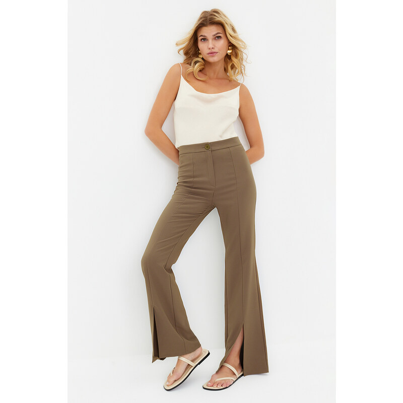 Trendyol Khaki Flare Slit Detail Woven Trousers